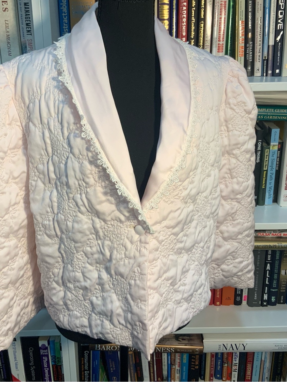 Vintage Miss Dior Quilted Satin Bed Jacket B Boudoir Lingerie- Small